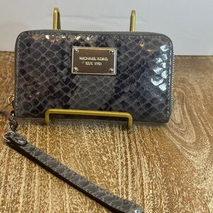 Michael Kors Gray Snake Print Wristlet